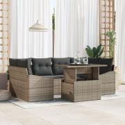 vidaXL 7-delat Trädgårdsoffset med Kuddar Grå Poly Rattan