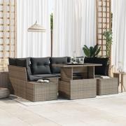 vidaXL 7 Delars Trädgårdsoffaset med Kuddar Grå Poly Rattan