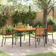 vidaXL 5-delars trädgårdsmatset Svart Poly Rattan Akacia, vidaXL Stape...