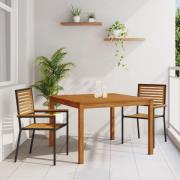 vidaXL 3-delars Trädgårdsmatsalsset Svart Polyester Rattan Akaciaträ, ...
