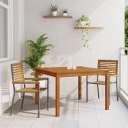 vidaXL 3-delat Trädgårdsmatsalset Grå Poly Rattan Akaciaträ, vidaXL St...