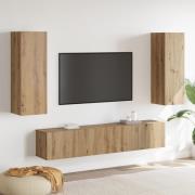 vidaXL 4-delat TV-skåpset Väggmonterat Artisan Ek Konstruerat Trä