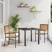 vidaXL Stapelbara Trädgårdsstolar med Kuddar 2 st Svart Poly Rattan