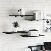 vidaXL Väggmonterade Hyllor Svart Ek MDF 60 x 30 x 1.5 cm Rektangulär
