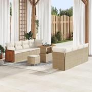 vidaXL 11-delat Trädgårdssoffa Set med Kuddar Beige Poly Rattan Akacia...