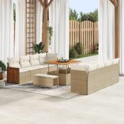 vidaXL 11-delat Trädgårdsoffaset med Kuddar Beige Poly Rattan Akacia, ...