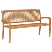 vidaXL Stapelbar trädgårdsbänk 3-sits 159 cm massiv teak