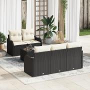 vidaXL 6-delars trädgårdsoffset med kuddar svart poly rattan, vidaXL 2...