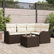 vidaXL 4 Delars Trädgårdsofa Set Med Kuddar Grå Poly Rattan, vidaXL 2-...