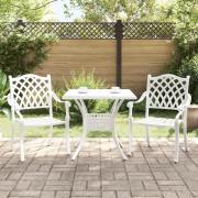 vidaXL 3-delars trädgård bistro-set, vit, gjuten aluminium