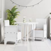 vidaXL Trädgårdsstolar med Kuddar 2 st Vit Poly Rattan
