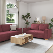 vidaXL Soffa 3+2+1 med dynor i vinrött tyg