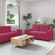 vidaXL Soffset med kudde 3 pcs Vinröd 221 x 78 x 80 cm Sammet