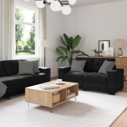 vidaXL Soffa 3+2+1 med dynor i svart sammet