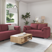 vidaXL Soffa 3+2+1 med dynor i vinrött tyg