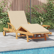 vidaXL Solsäng med Kudde och Bord Beige Solid Akaciaträ