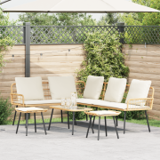 vidaXL Bistro-set med dynor 4 delar natur konstrotting