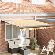 vidaXL Automatisk utdragbar markis Gul och Vit 300x250 cm