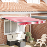 vidaXL Automatisk Hopfällbar Markis Röd och Vit 300x250 cm