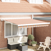 vidaXL Automatisk utdragbar markis med flerfärgad rand 300x250 cm