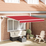 vidaXL Manuell Utdragbar Markis med LED Röd 300x250 cm