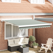 vidaXL Automatisk utdragbar markis grön och vit 300x250 cm