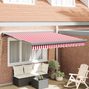 vidaXL Automatisk Utdragbar Markis Röd och Vit Rand 350x250 cm