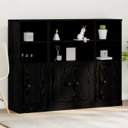 vidaXL Högt skåp Svart Ek 132x35,5x103,5 cm Konstruerat trä