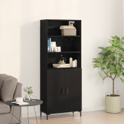 vidaXL Högskåp Svart Ek 69.5x34x180 cm Konstruerat Trä