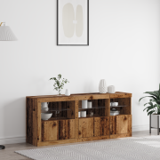 vidaXL Sidoordning med LED-lampor Återvunnet trä 162x37x67 cm