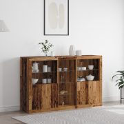 vidaXL Bänk med LED-lampor Gammalt trä 162x37x100 cm Konstruerat trä