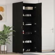 vidaXL Skoskåp Svart Eklaminat 80x35,5x180 cm Konstruerat trä