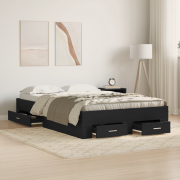 vidaXL Sängram med lådor svart ek 120x200 cm konstruerat trä