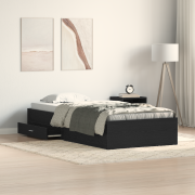 vidaXL Sängram Svart Ek 100x200 cm Konstruerat trä