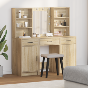 vidaXL 3 bitars sminkbord set Sonoma ek konstruerat trä
