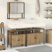vidaXL 3 Delars Badrumsmöbel Set Artisan Ek Konstruerat trä