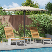 vidaXL Solsängar 2 st med Bord Massivt Teak
