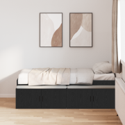 vidaXL Förvarings sängram Svart ek 100x200 cm