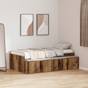 vidaXL Förvaringssängram Gammalt trä 100x200 cm