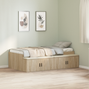 vidaXL Förvaringsbäddram Sonoma Ek 90x200 cm
