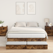 vidaXL Förvaringssängram Rökt Ek 135x190 cm