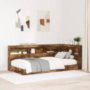 vidaXL Bokhyllesäng Rökt Ek 90x200 cm Konstruerat Trä
