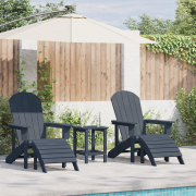 vidaXL Adirondack Stolar med Fotstöd 2 st Marinblå HDPE
