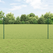 vidaXL Eurostängsel med 11 U-stolpar Grön 1,2x25 m Stål