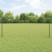 vidaXL Euro Staket med 11 U-poster Grå 0,8x25 m Stål