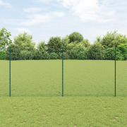 vidaXL Kedjestängsel med 10 U-poster Grön 1.4x10 m Stål