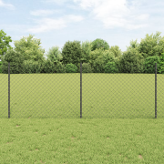 vidaXL Kedjegärdsgård med 10 U-inlägg Grå 0.8x10 m Stål