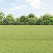 vidaXL Länkstängsel med 20 U-poster Grå 1.6x10 m Stål