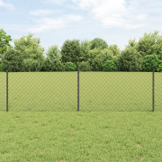 vidaXL Kedje-stängsel med 22 U-stolpar Grå 0.6x25 m Stål