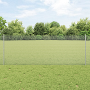 vidaXL Svetsat Nätstaket med 11 U-stolpar Silver 0.8x25 m Stål